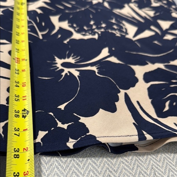 Dress Barn Women Midi Dress Blue and Cream Sleeveless A-line Office Career - Picture 9 of 9